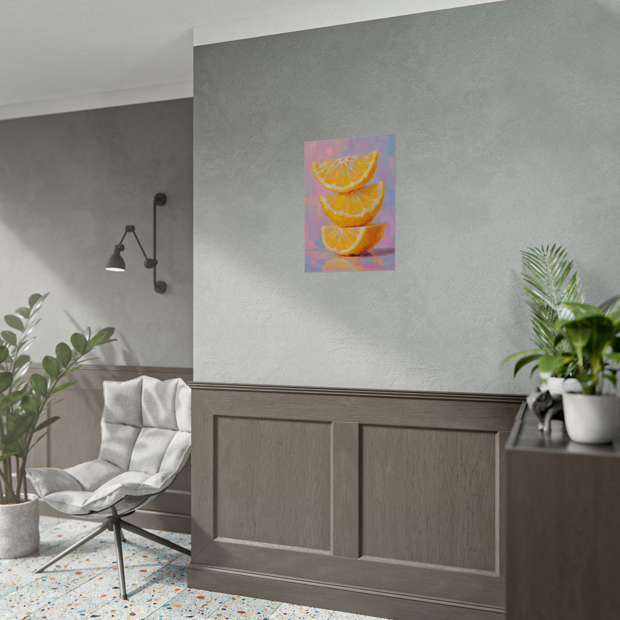 Citrus Slice - Stacked Lemon Wall Art - Stretched Poster