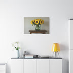 Sunflowers in Green Pitcher Wall Art - Stretched Canvas