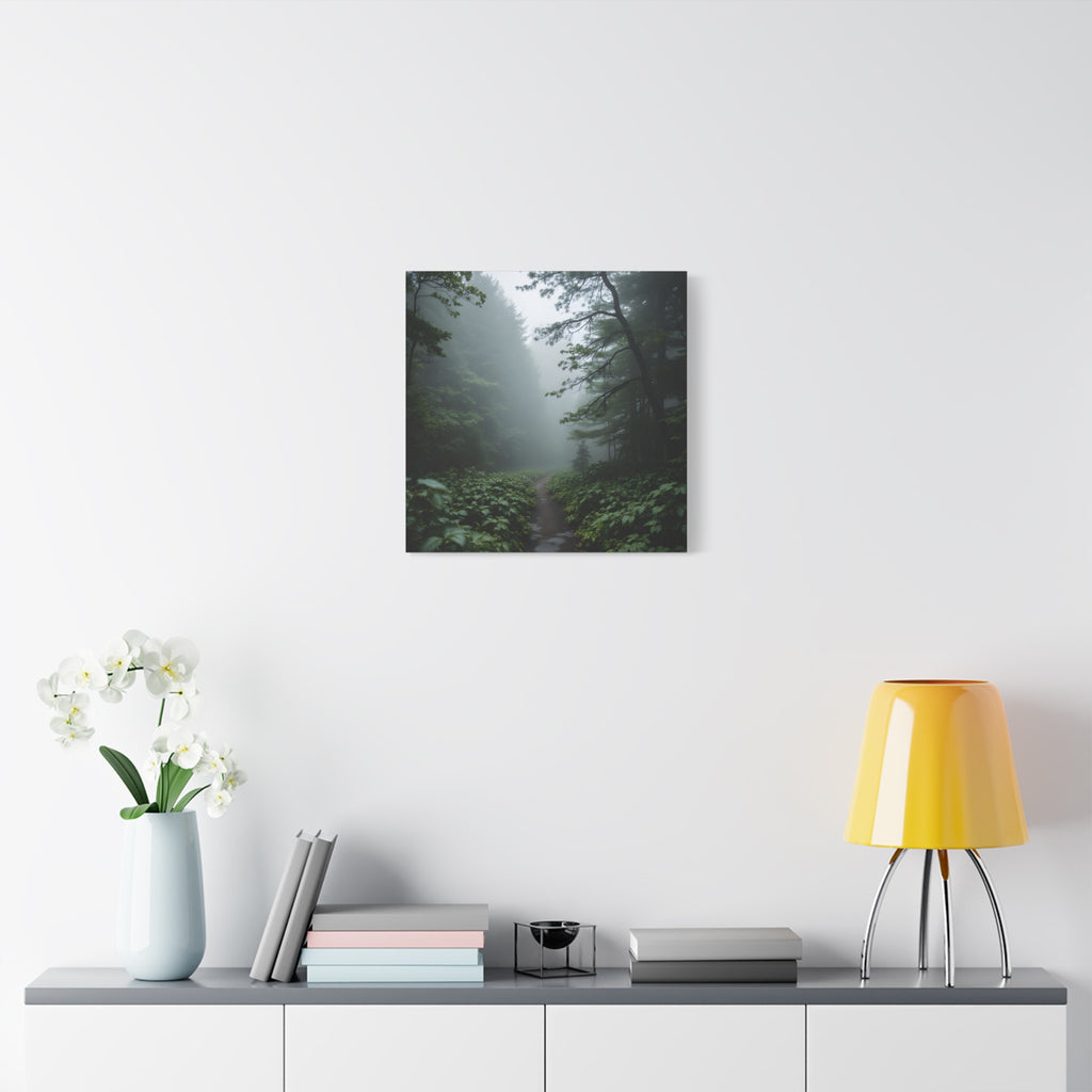 Misty Forest Path  Stretched Wall Art - Canvas Print