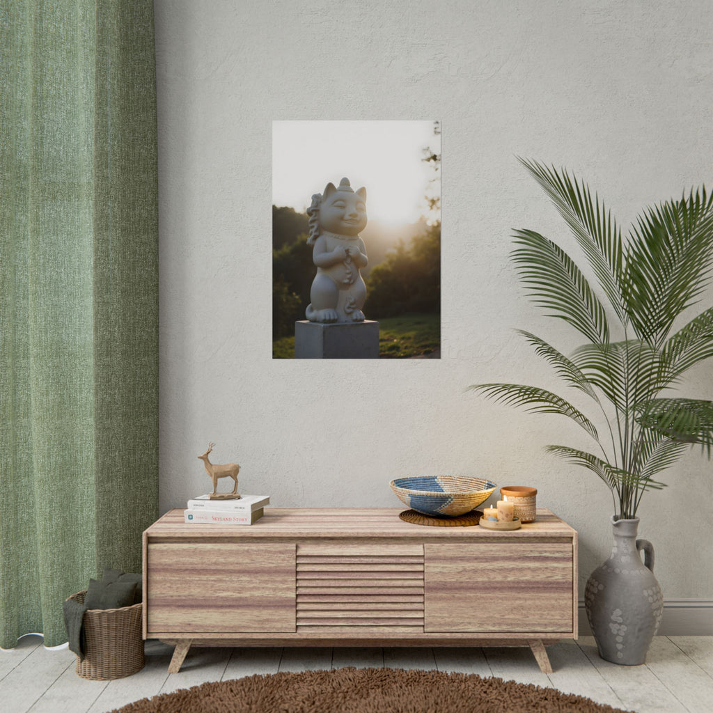 Sunlit Lucky Cat Wall Art - Poster