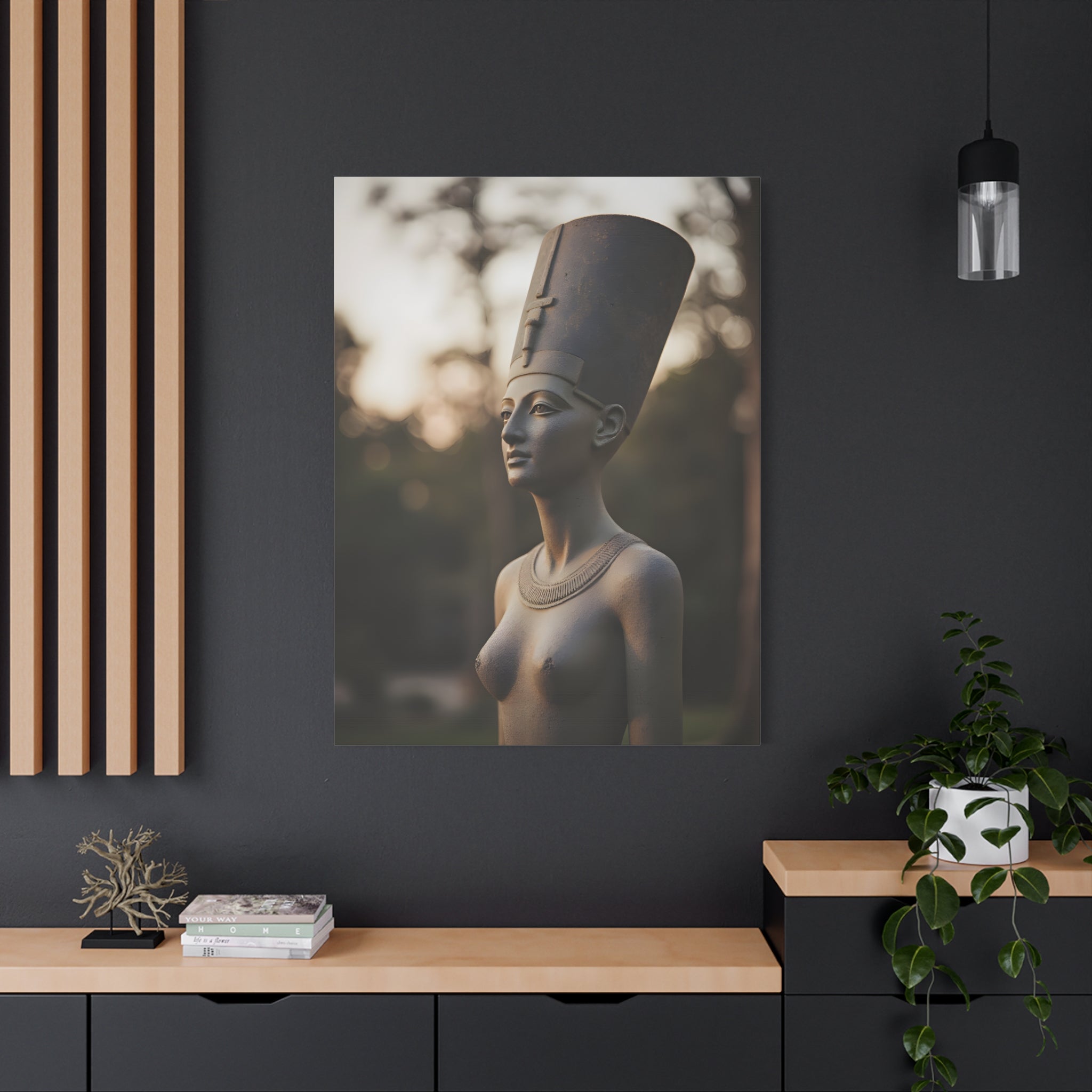 Nefertiti Bronze Statue Wall Art - Egyptian Sculpture Photography - Queen of Egypt - Stretched Canvas