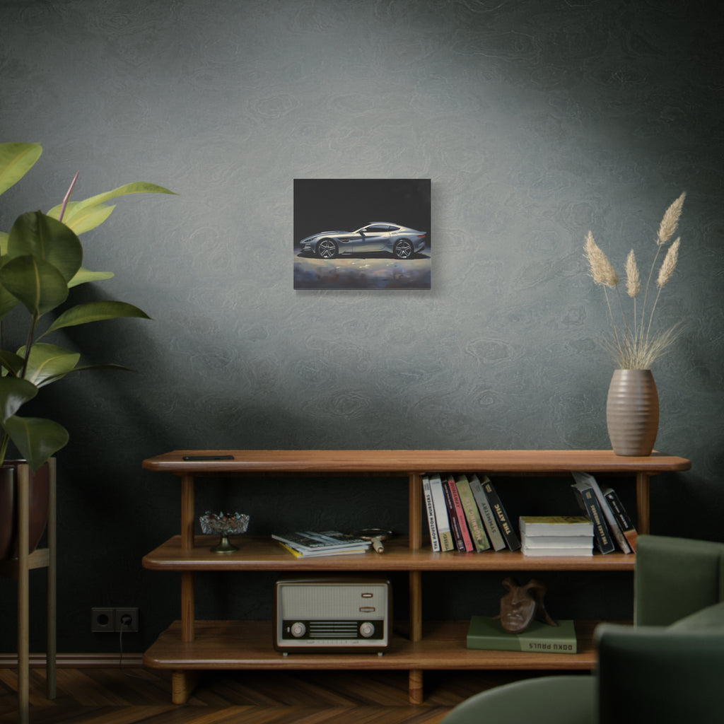 Silver Sports Car Matte Canvas Print — Modern Automotive Wall Art