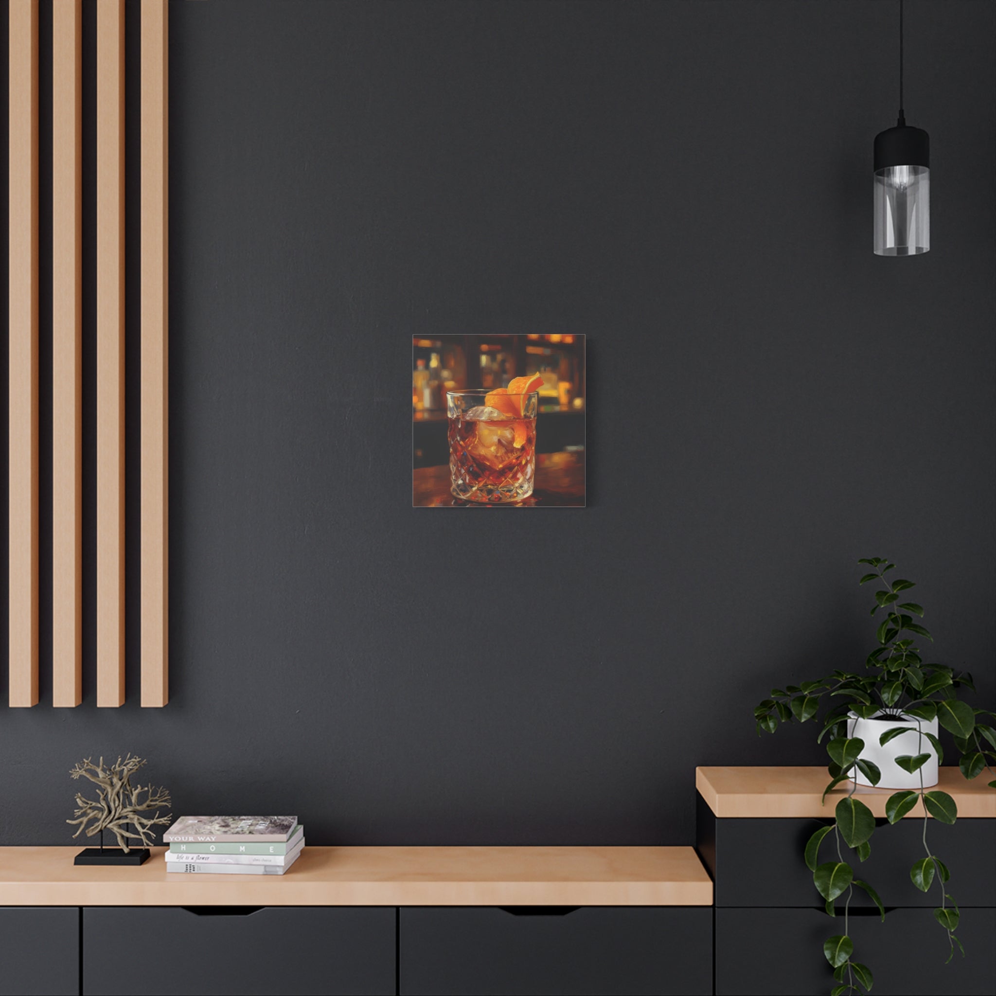 Whisky on Ice Wall Art -  Bar & Home Decor - Stretched Canvas
