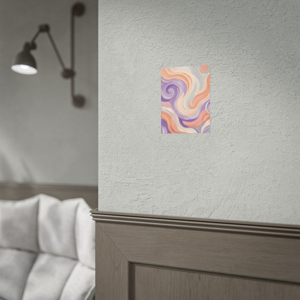 Abstract Swirl Poster - Peach & Lavender Fluid Art Rolled Wall Print