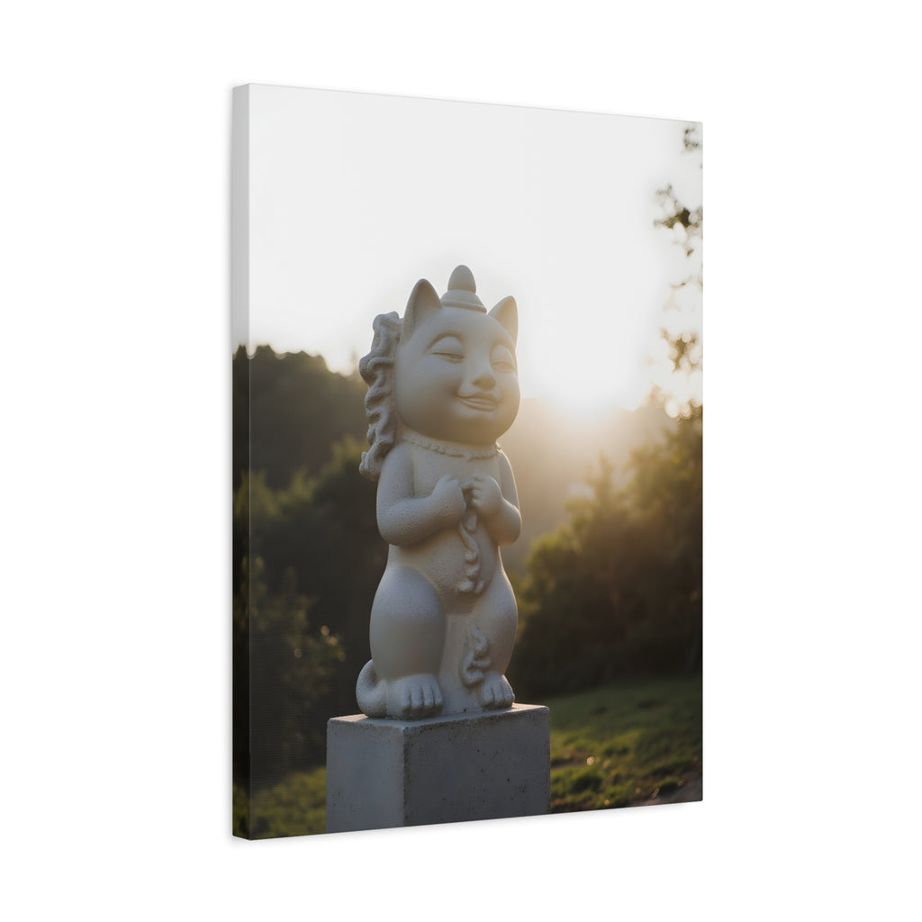 Sunlit Lucky Cat Wall Art - Stretched Canvas