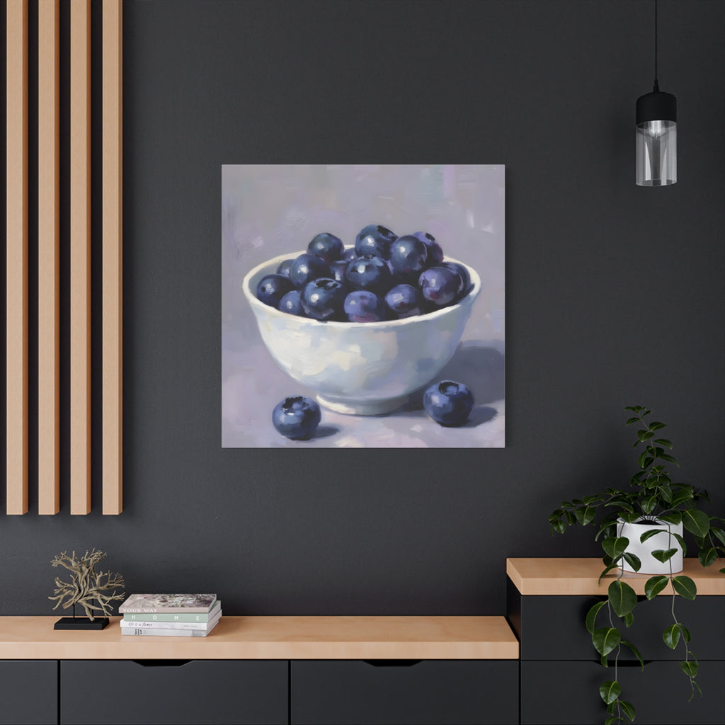 Blueberry Bowl Canvas Print — Still Life Wall Art