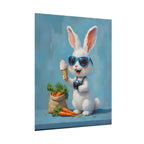 Blue Bunny Poster - Cute Sunglasses Rabbit Rolled Art Print