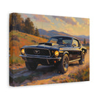Vintage Mustang Sunset Wall Art - Classic Muscle Car - Stretched Canvas