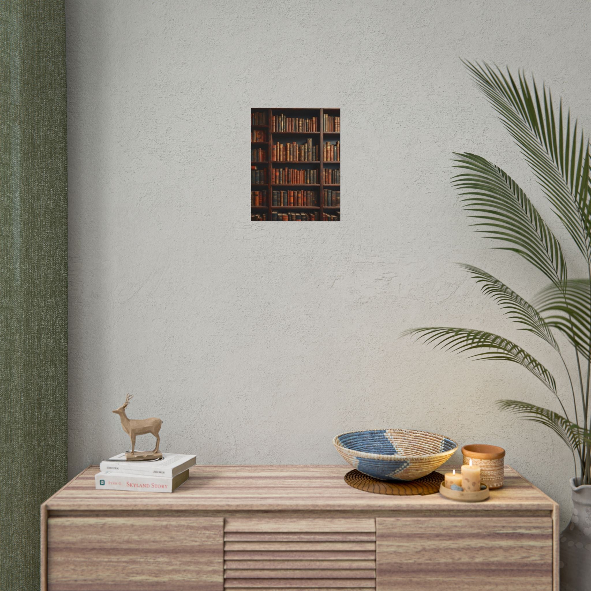 Vintage Library Bookshelf Rolled Poster - Antique Bookshop Wall Art