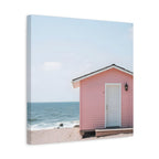 Pink Beach Cottage  Wall Art - Stretched Canvas