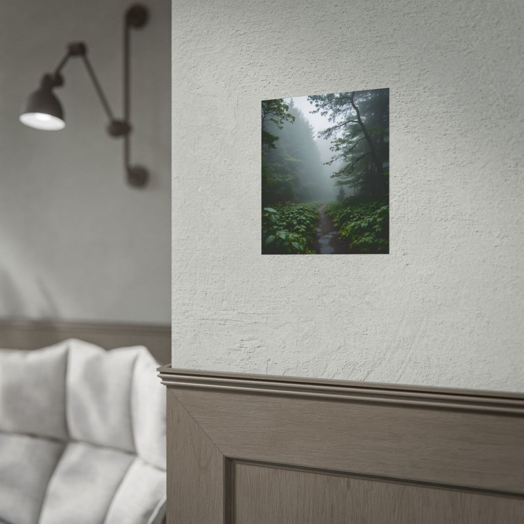Misty Forest Path  Stretched Wall Art - Poster