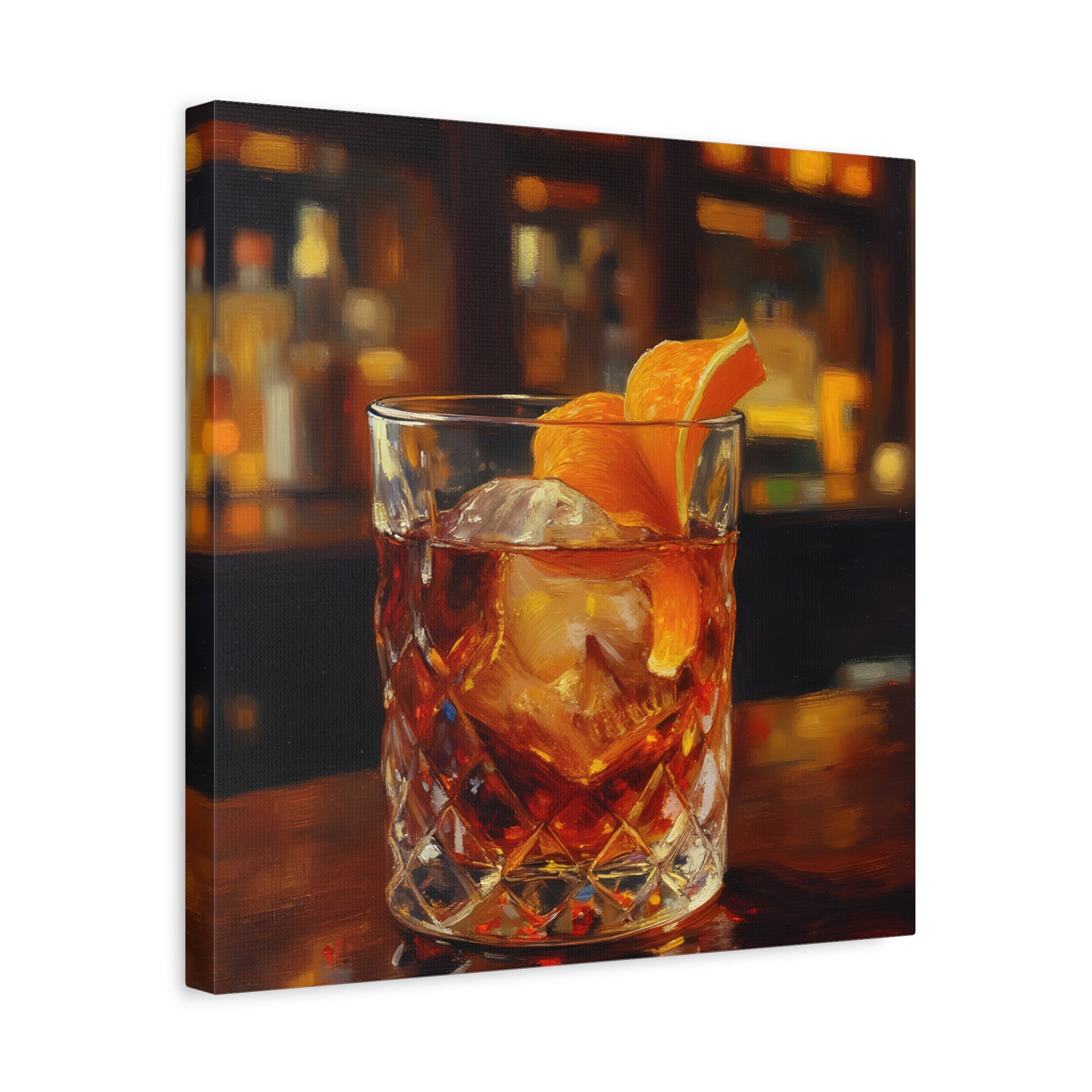 Whisky on Ice Wall Art -  Bar & Home Decor - Stretched Canvas