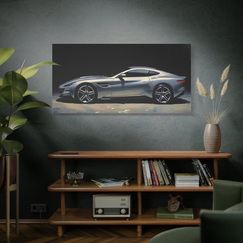 Silver Sports Car Matte Canvas Print — Modern Automotive Wall Art