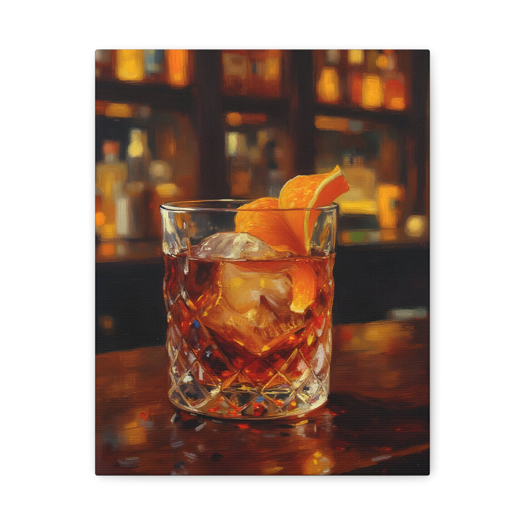 Whisky on Ice Wall Art -  Bar & Home Decor - Stretched Canvas