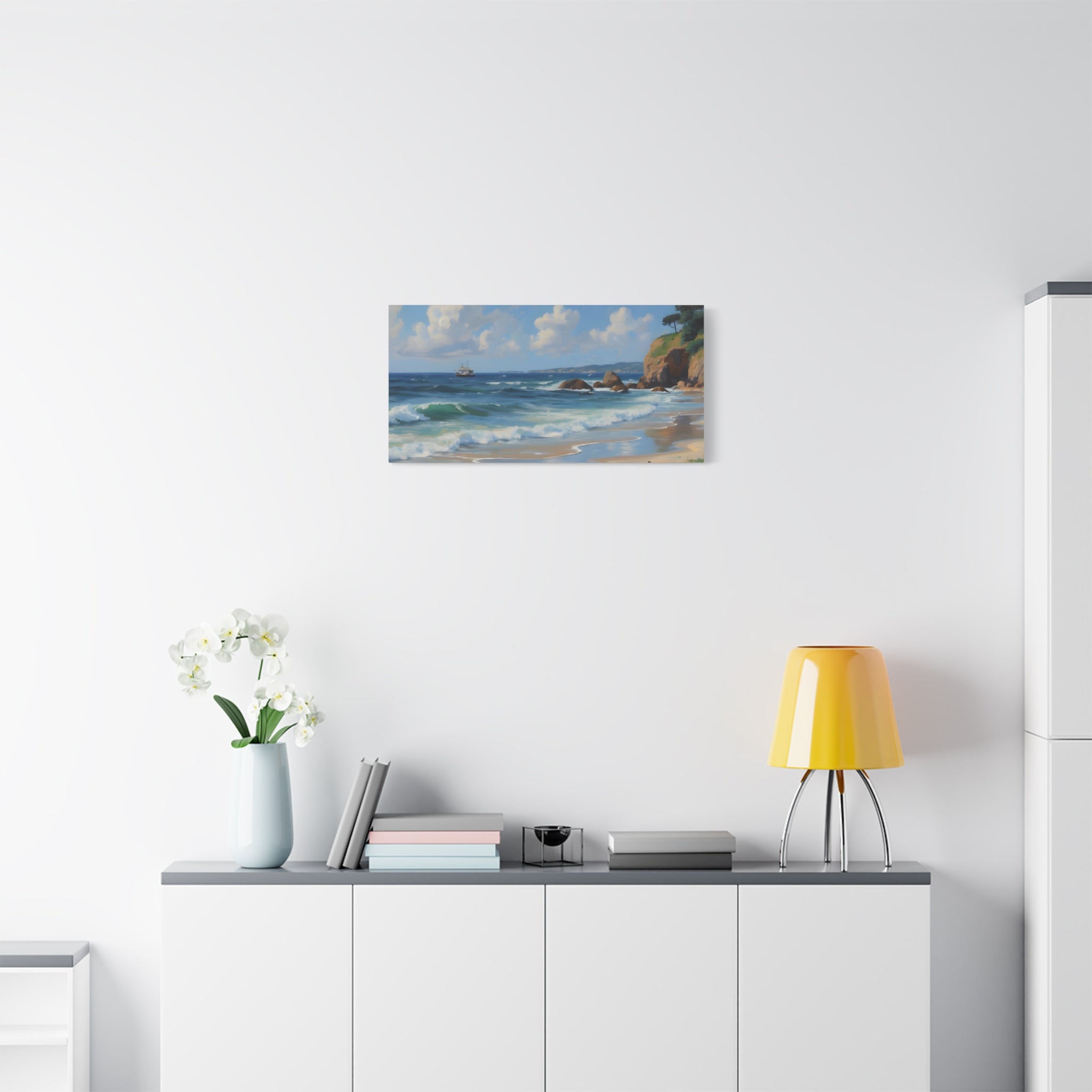 Seaside Beach Canvas Print — Coastal Landscape Matte Stretched Wall Art