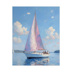 Sailing boat on calm water with pink accents - Poster