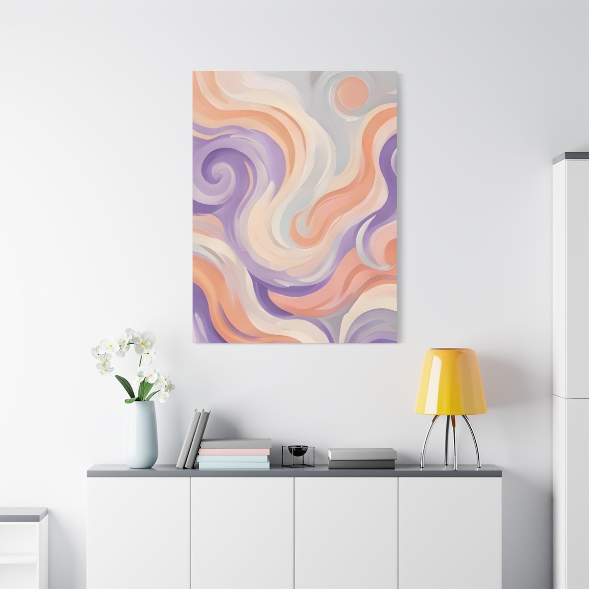 Abstract Swirl Matte Canvas Wall Art - Pastel Waves Stretched Print