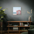 Pink Beach Cottage  Wall Art - Stretched Canvas