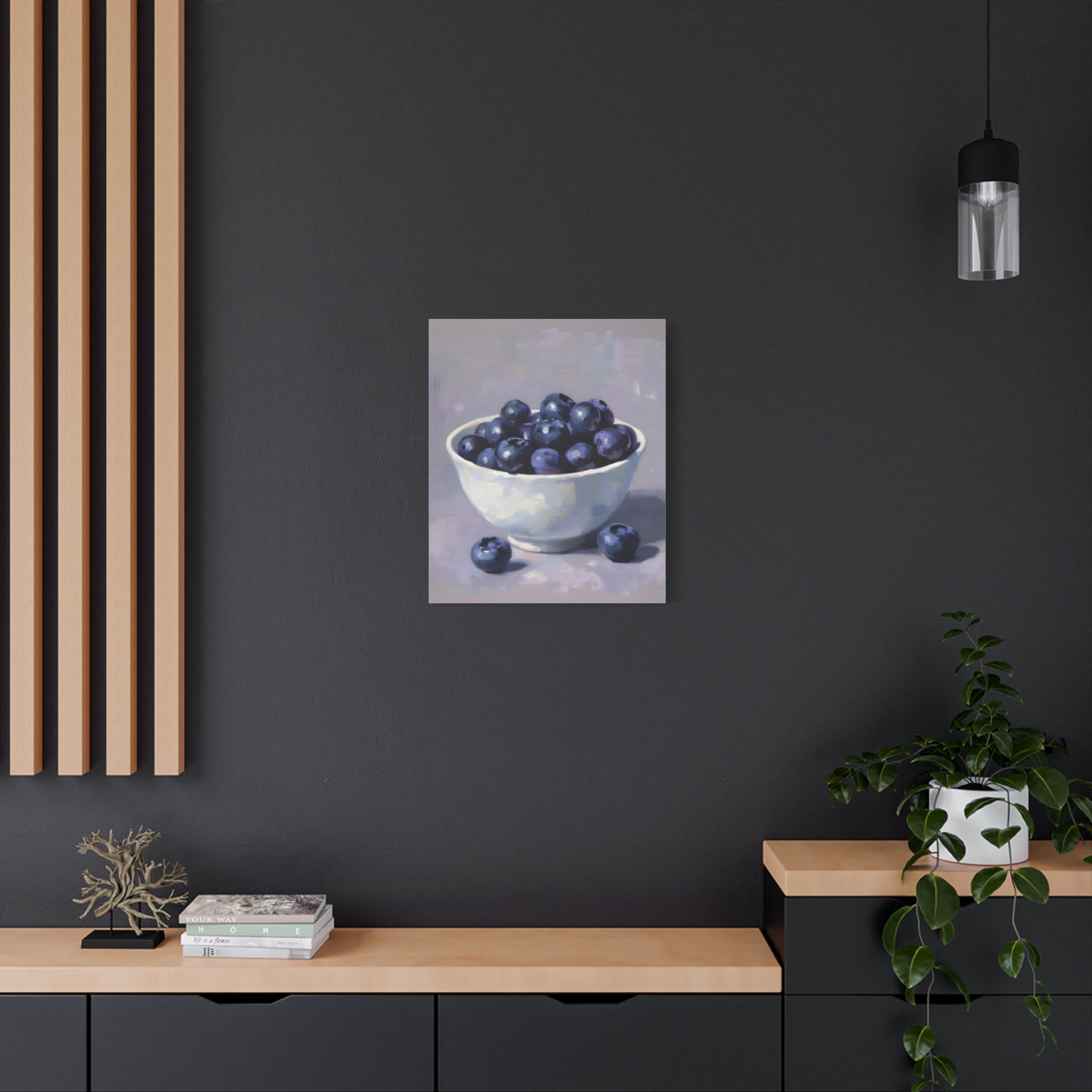 Blueberry Bowl Canvas Print — Still Life Wall Art