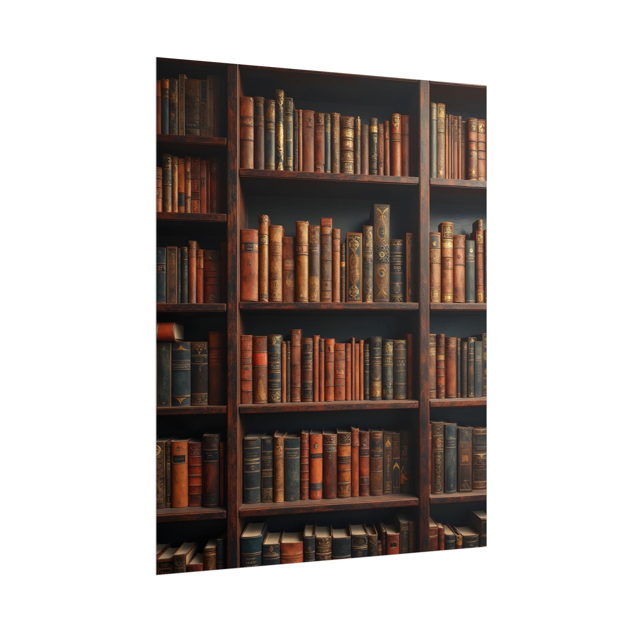 Vintage Library Bookshelf Rolled Poster - Antique Bookshop Wall Art