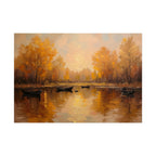 Autumn at the lake with rowboats - Poster
