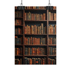 Vintage Library Bookshelf Rolled Poster - Antique Bookshop Wall Art