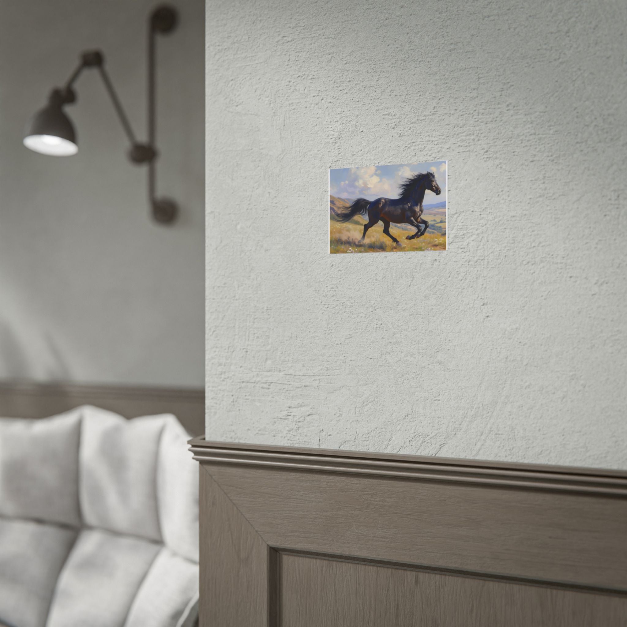 Running Black Stallion Wall Art - Horse Painting - Poster