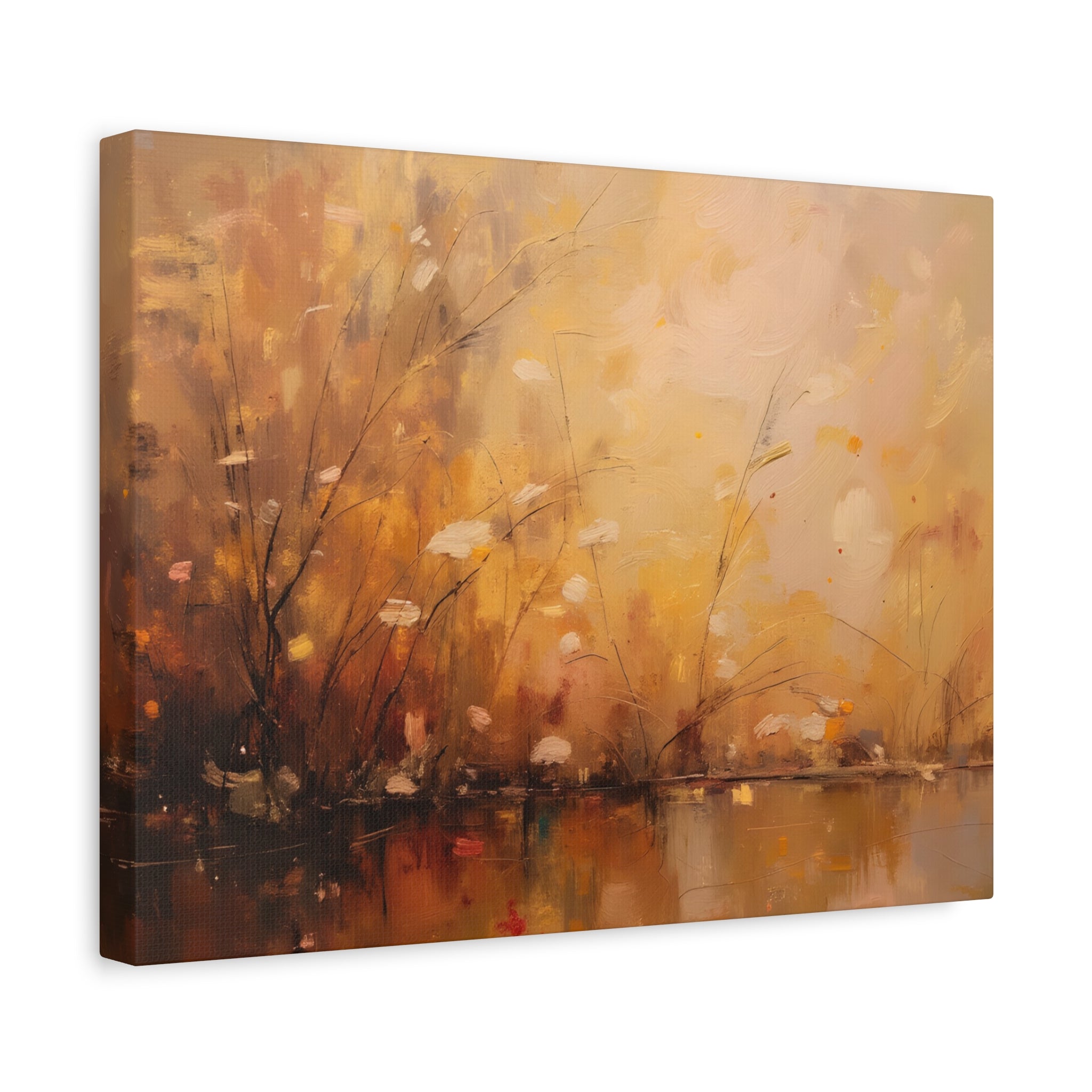 Golden Meadow Abstract Wall Art - Stretched Canvas