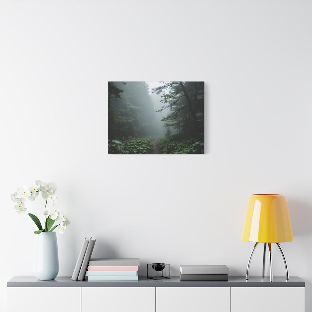 Misty Forest Path  Stretched Wall Art - Canvas Print
