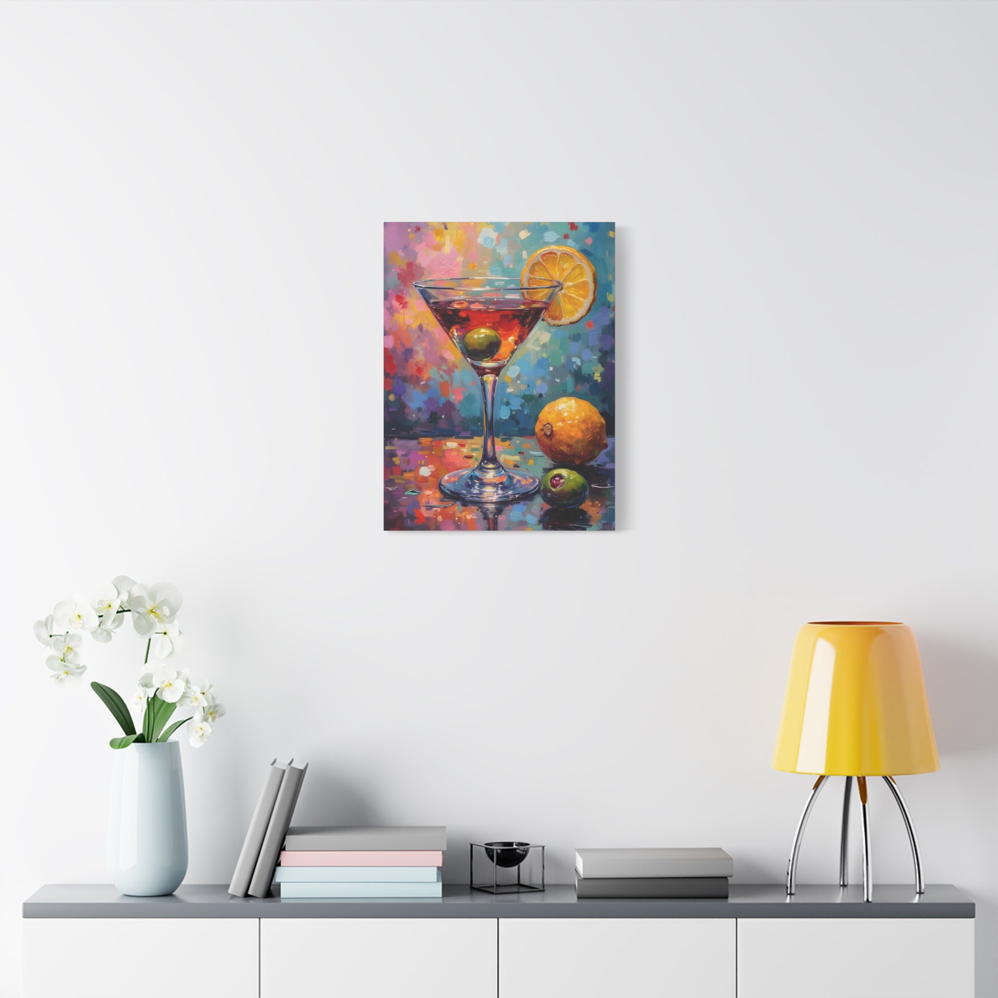 Colourful Martini Glass Matte Canvas Wall Art - Stretched canvas