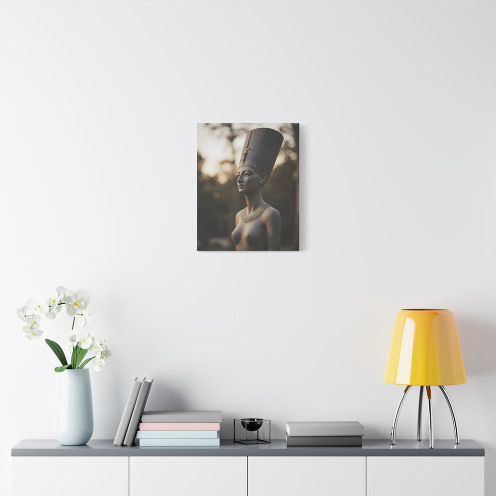Nefertiti Bronze Statue Wall Art - Egyptian Sculpture Photography - Queen of Egypt - Stretched Canvas