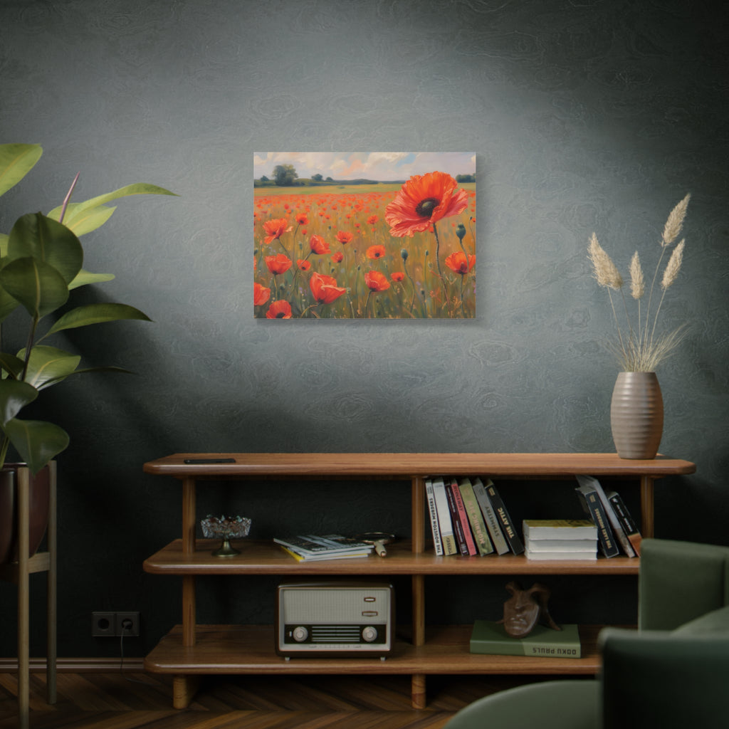 Poppy Field Canvas Wall Art — Matte Stretched Floral Painting