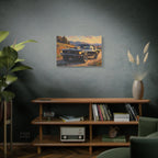 Vintage Mustang Sunset Wall Art - Classic Muscle Car - Stretched Canvas