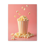 Popcorn with a pink background Wall Art - Stretched Canvas