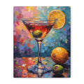 Colourful Martini Glass Matte Canvas Wall Art - Stretched canvas