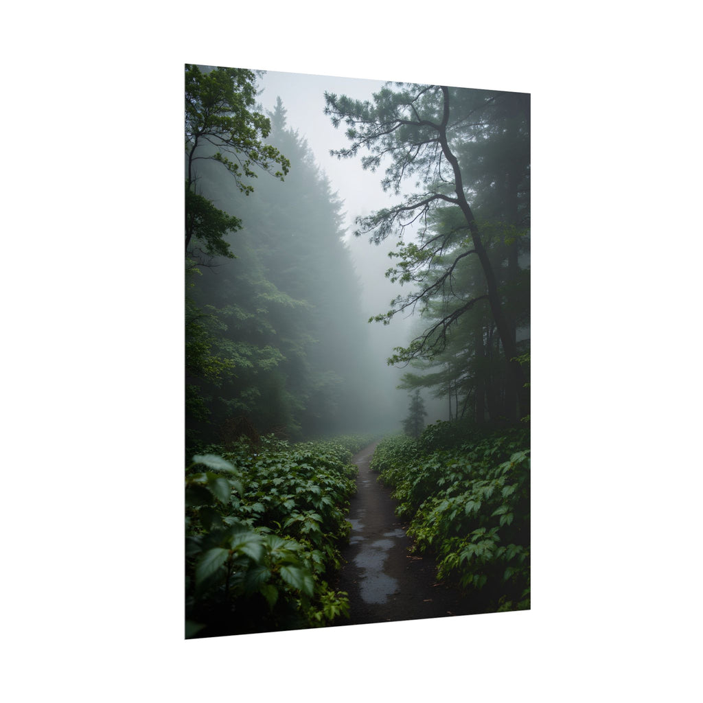 Misty Forest Path  Stretched Wall Art - Poster