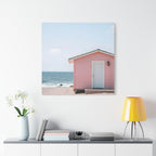 Pink Beach Cottage  Wall Art - Stretched Canvas