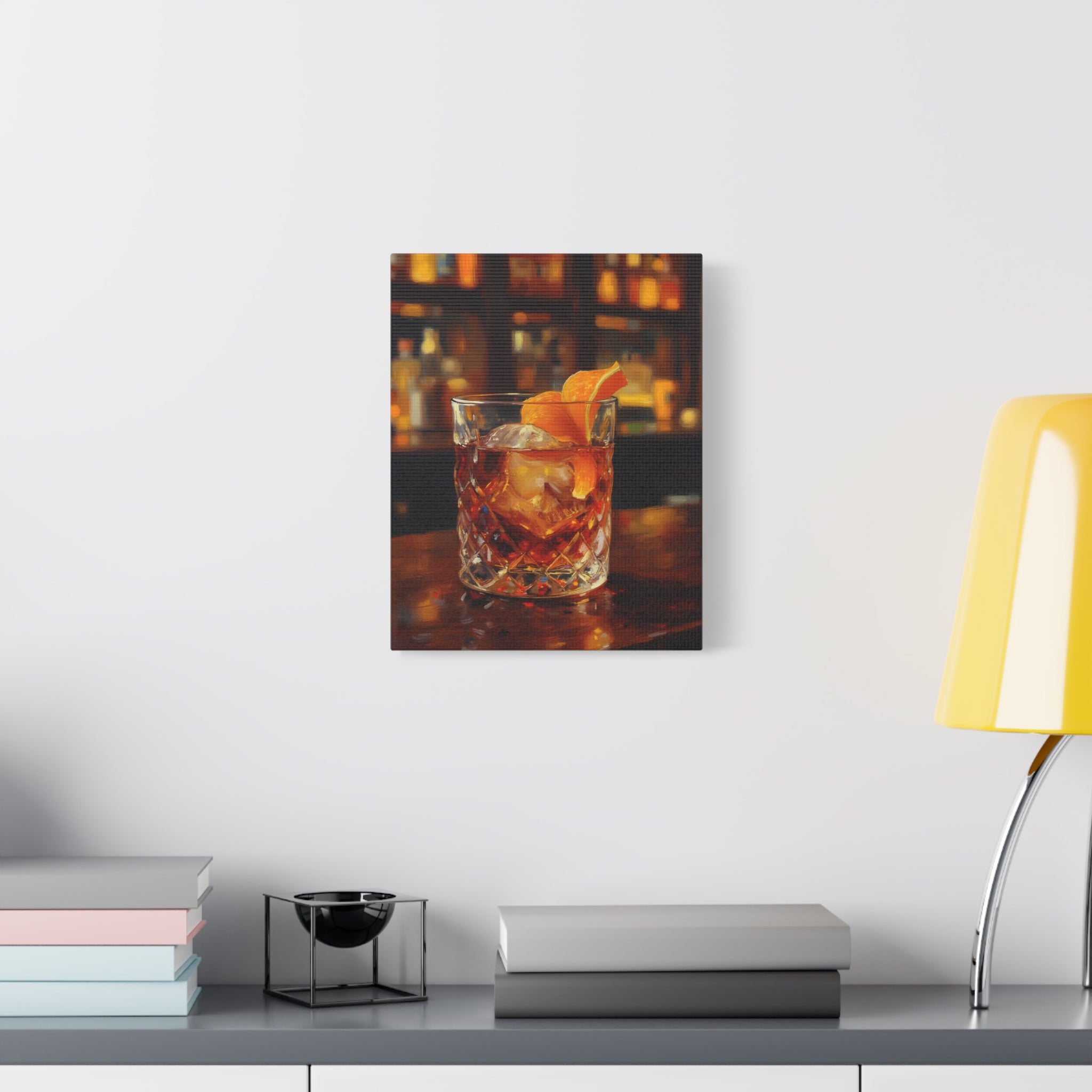 Whisky on Ice Wall Art -  Bar & Home Decor - Stretched Canvas