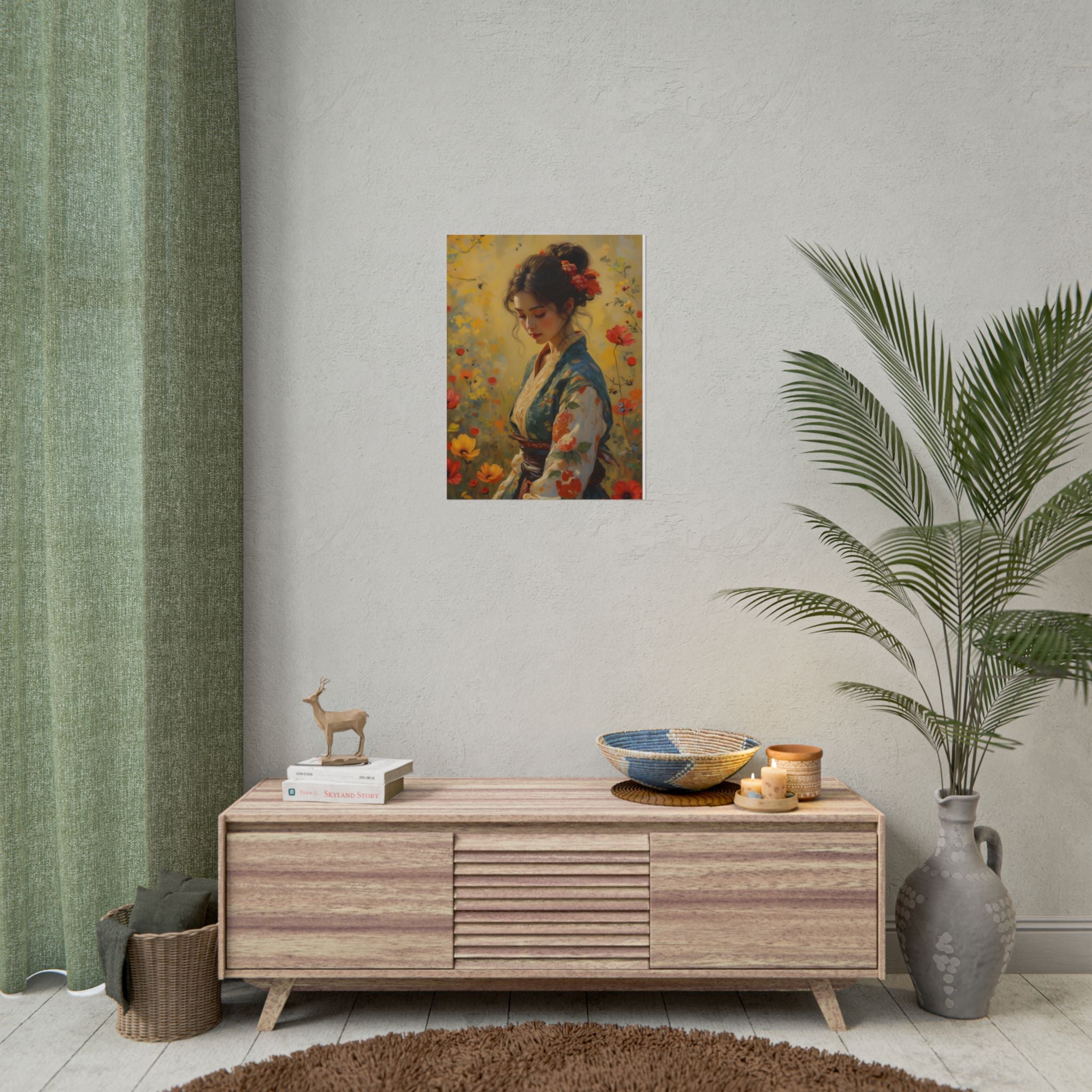 Asian Floral Lady Wall Art - Poster