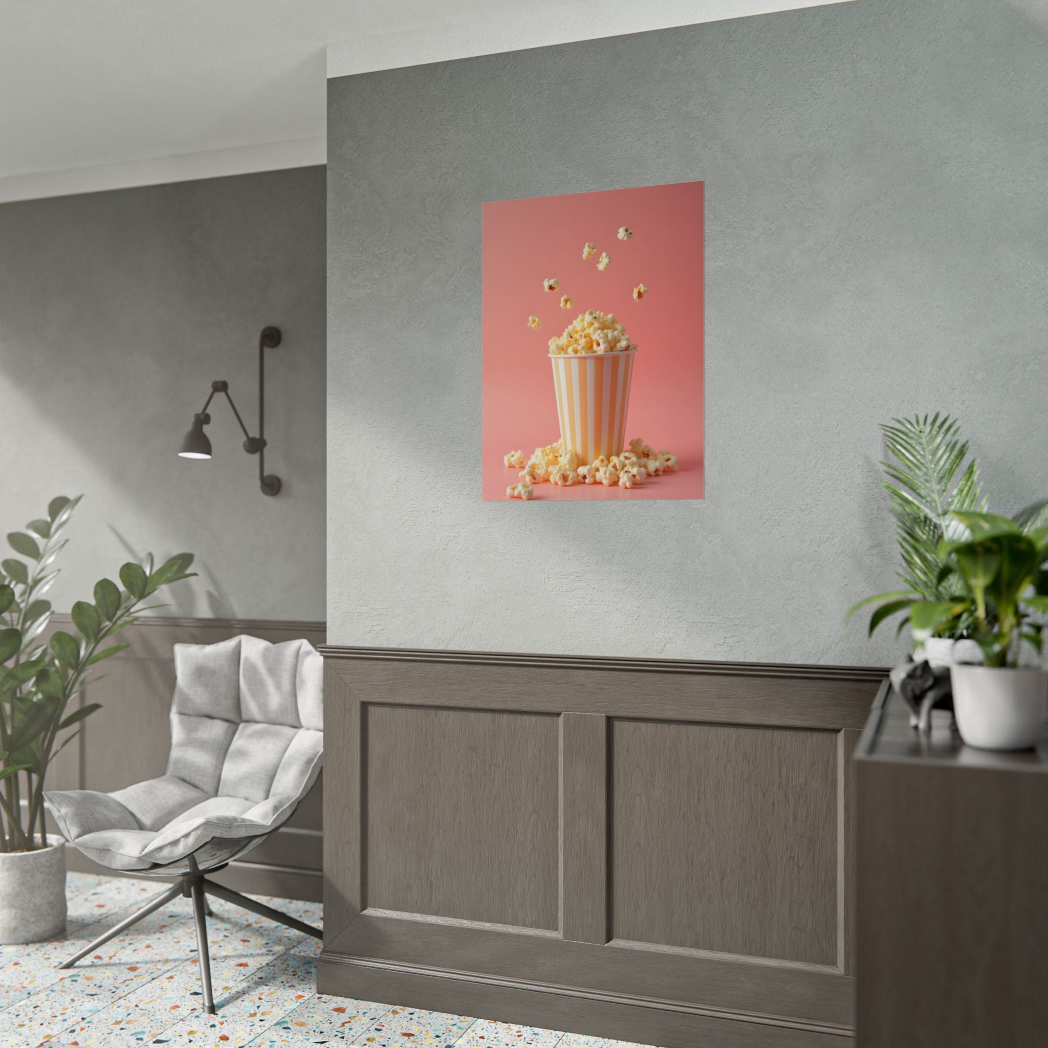 Popcorn with a pink background - Poster