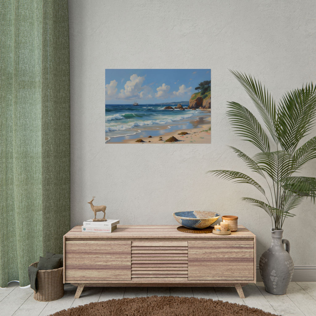 Coastal Seascape Poster - Rolled Beach Print, Ocean Waves Wall Art