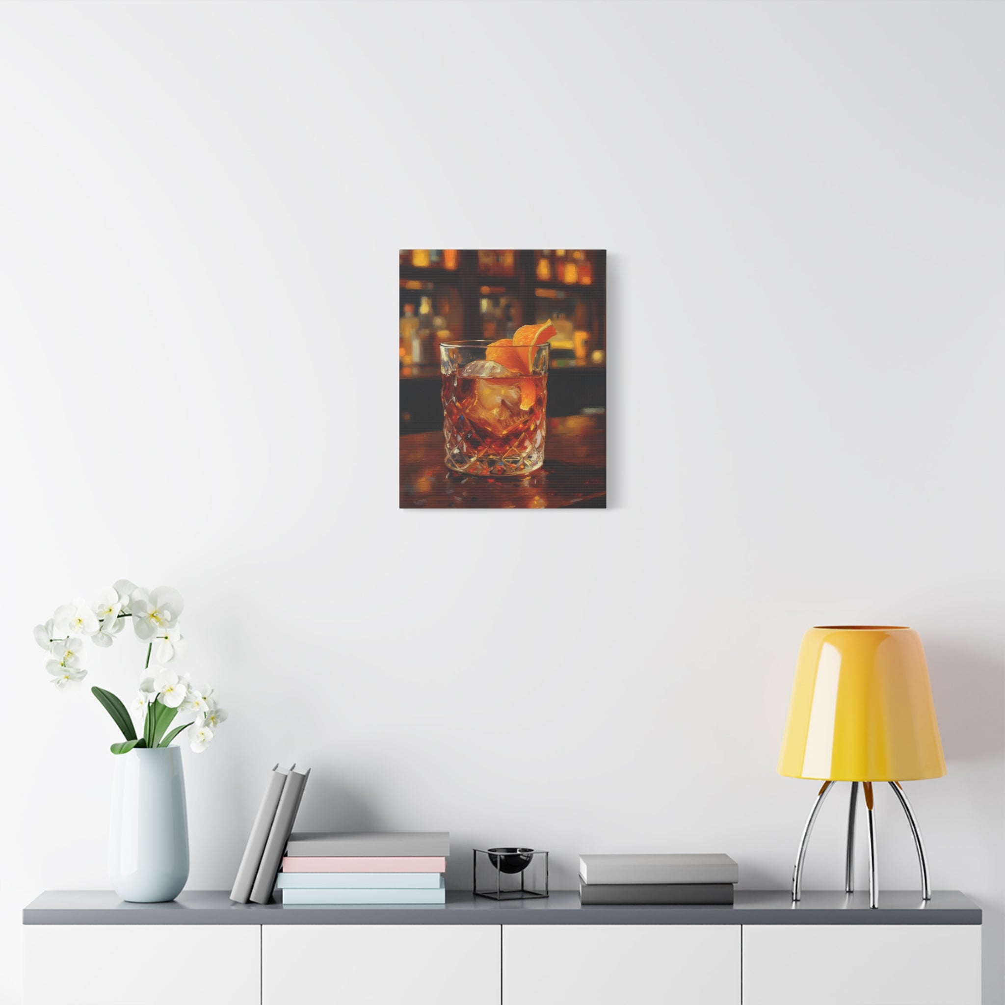 Whisky on Ice Wall Art -  Bar & Home Decor - Stretched Canvas