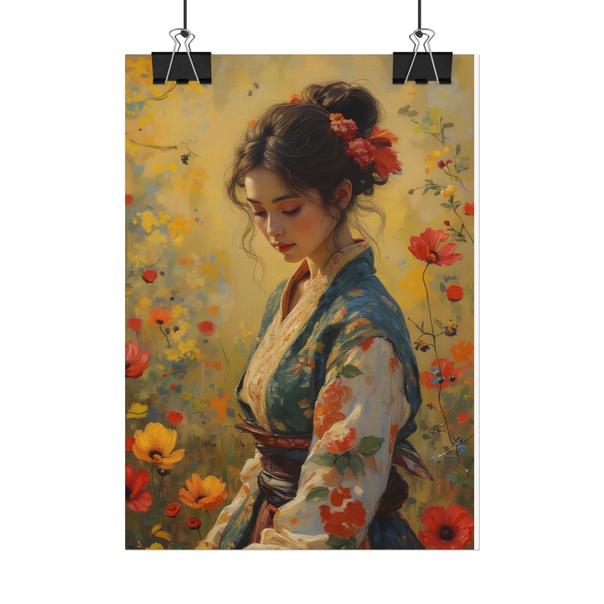 Asian Floral Lady Wall Art - Poster