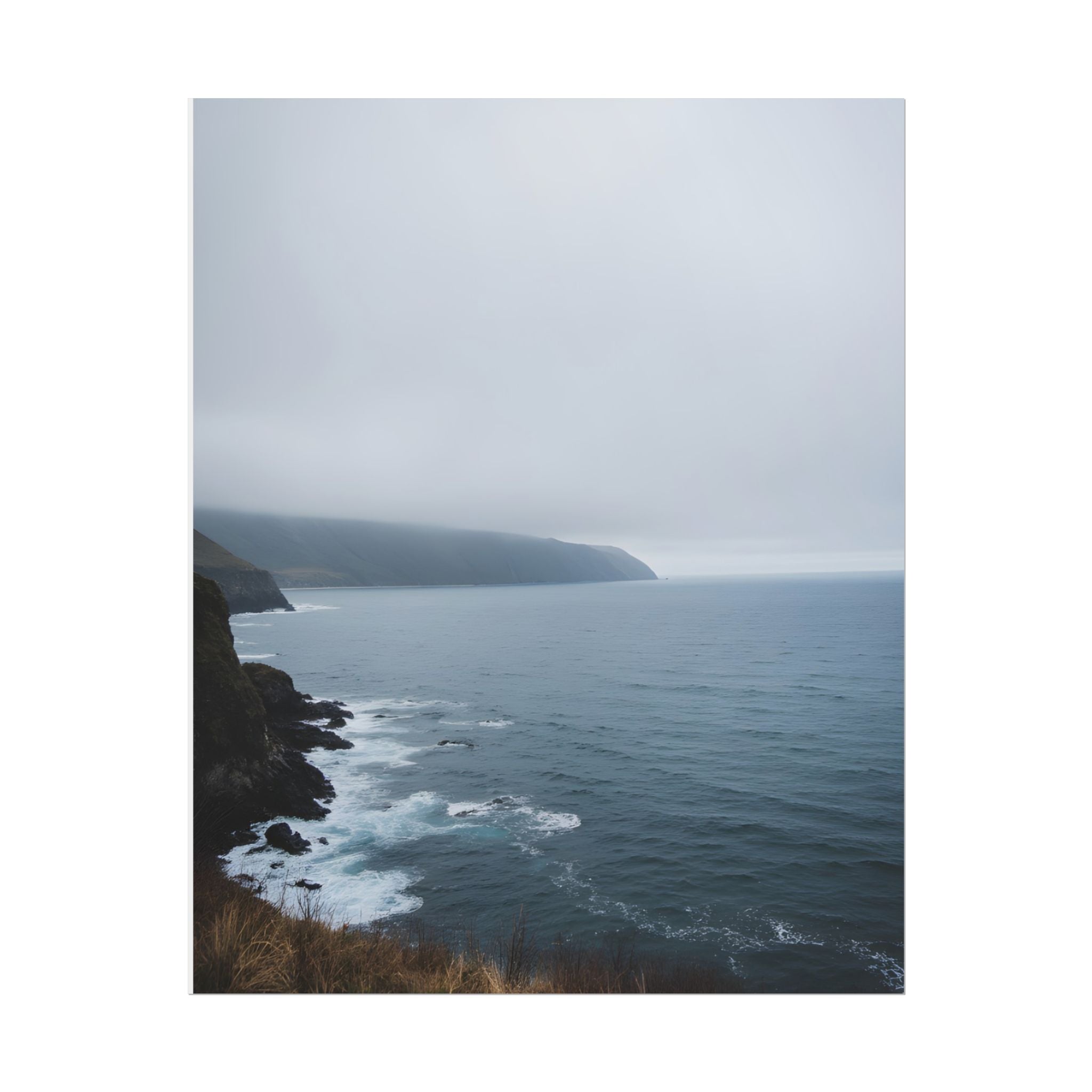 Foggy Coastal Cliff Wall Art  - Poster
