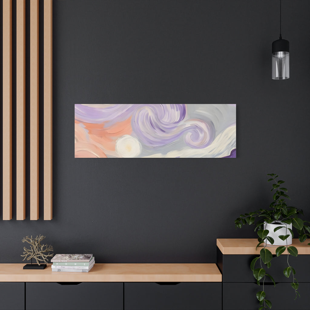 Abstract Swirl Canvas Art – Lavender & Peach Matte Stretched Canvas
