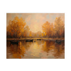 Autumn at the lake with rowboats - Poster