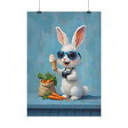 Blue Bunny Poster - Cute Sunglasses Rabbit Rolled Art Print