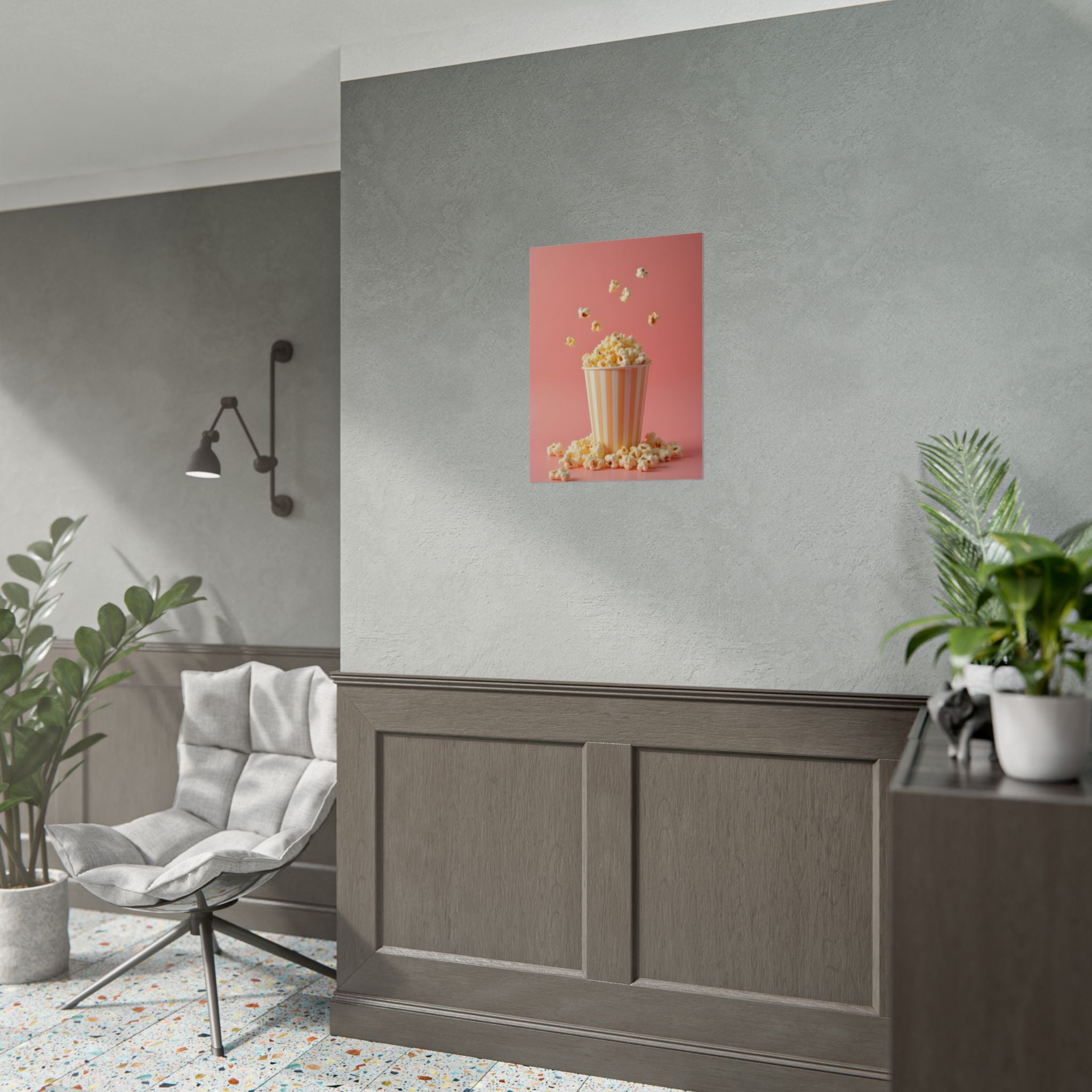 Popcorn with a pink background - Poster
