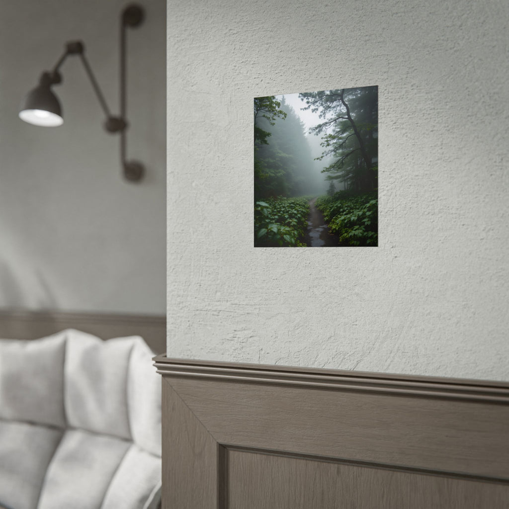 Misty Forest Path  Stretched Wall Art - Poster
