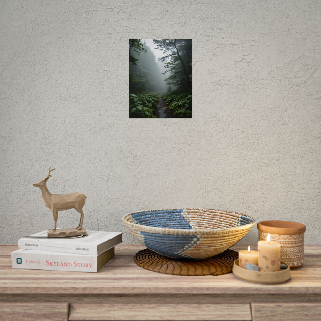 Misty Forest Path  Stretched Wall Art - Poster